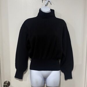 Vintage Tyrolia Skiwear by Head Black Wool Blend Mock Neck Ski Sweater Size S